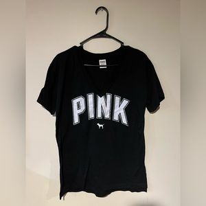 small black PINK v-neck